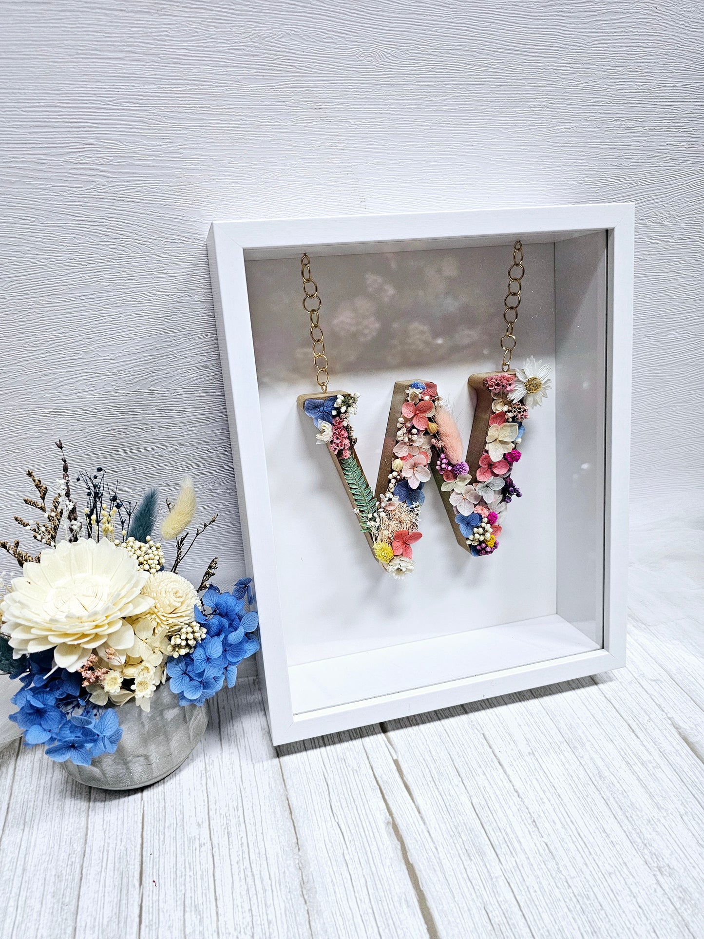Floral Letter Frame (With Gold Chain)